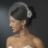 White Jeweled Delphinium Medium Alligator Bridal Wedding Hair Clip 407 with Bridal Wedding Brooch Pin