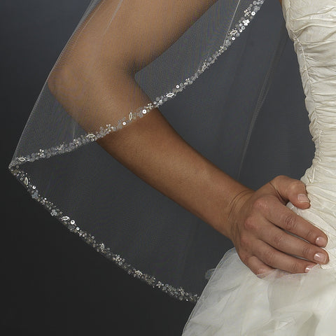 Beaded Single Layer Elbow Length Bridal Wedding Veil (30