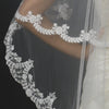 Floral Embroidered Double Layer Edge Bridal Wedding Veil Fingertip Length Bridal Wedding Veil 2043
