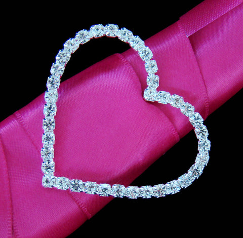 Crystal Heart Buckle Accent for Bridal Wedding Bouquet Handle 2154