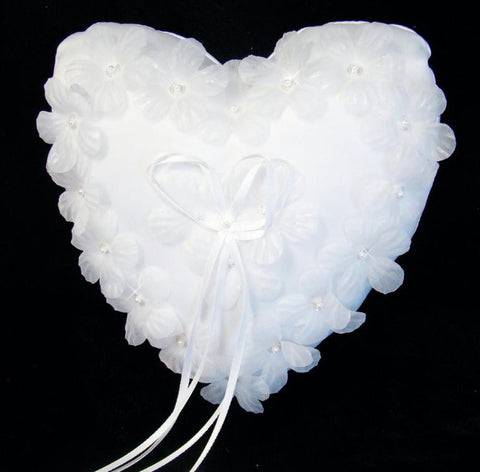 Floral Heart Bridal Wedding Ring Bearer Pillow RP Heart