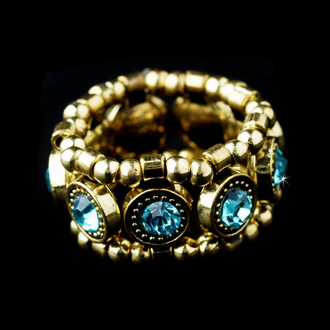 Gold Aqua Stretch Bridal Wedding Ring 464