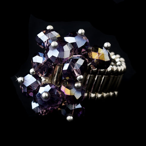 Silver Stretch Bridal Wedding Ring with Tanzanite Aurora Borealis Crystals 473