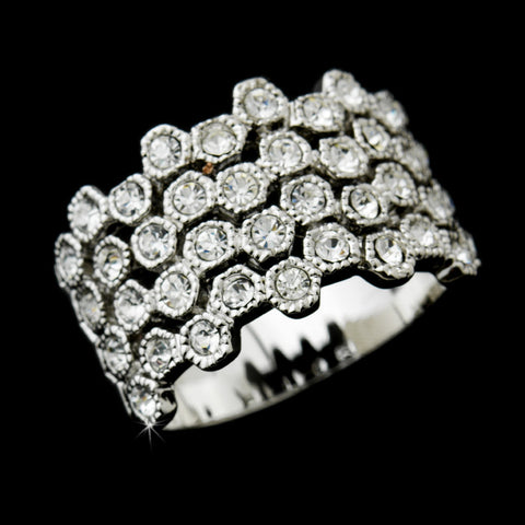 Alluring Silver Clear Crystal Band Bridal Wedding Ring 3603