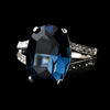 Blue Sapphire in Silver Clear Setting Bridal Wedding Ring 9186