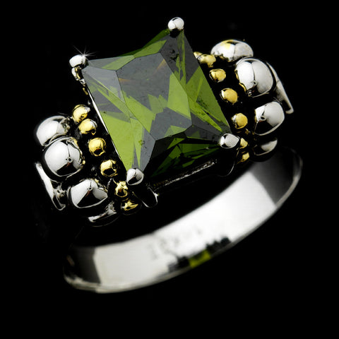 Brilliant Designer Inspired Silver Emerald Cut Mint Green CZ Bridal Wedding Ring 2891