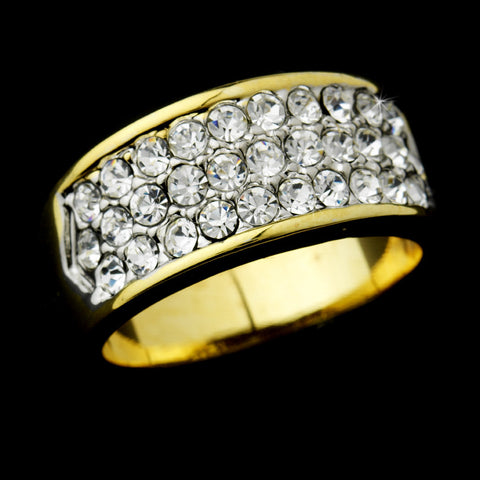 Exquisite Gold Clear Pave Crystal Band Bridal Wedding Ring 0033