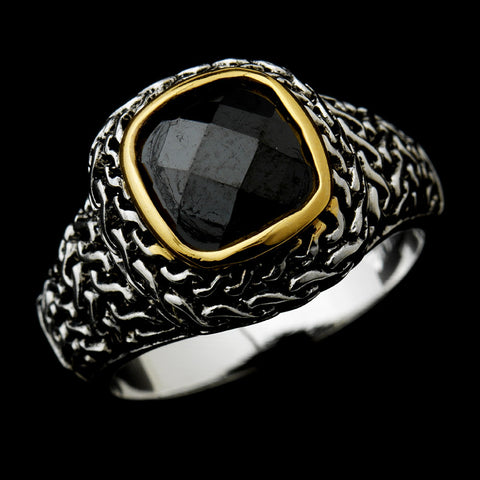 Fabulous Designer Inspired Silver Black CZ Bridal Wedding Ring 5635