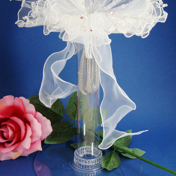Davidtutera Wedding Bridal Bouquet Wrap White Lace w/ Gold Bead &  Rhinestones