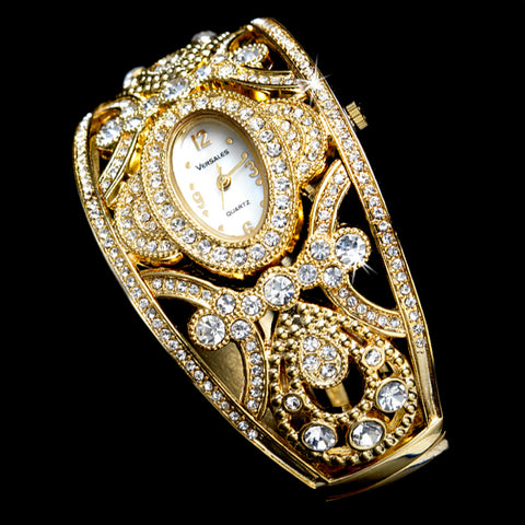 Gold Rhinestone Crystal Bridal Wedding Watch 10
