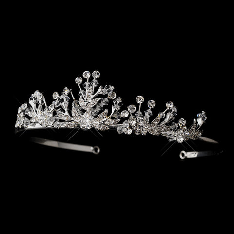 Silver Clear Rhinestone & Swarovski Crystal Bead Bridal Wedding Tiara Headpiece 4144