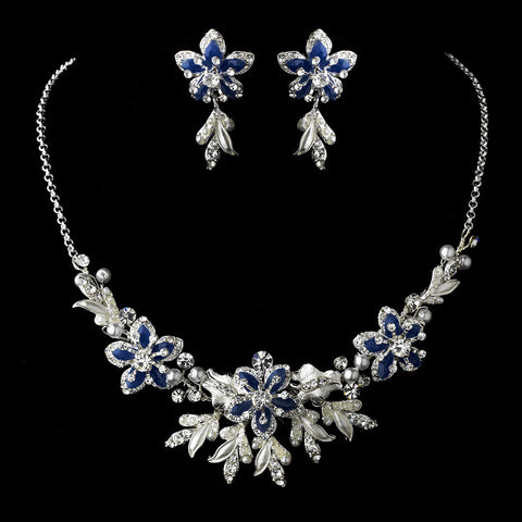 Stunning Royal Blue Bridal Wedding Jewelry Set NE 8100
