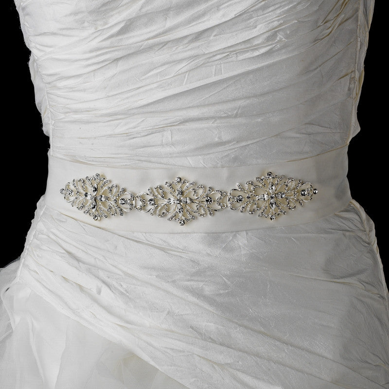 Rhinestone Vintage Bridal Wedding Sash Belt 24 White Rhinestone Vintage Bridal Wedding Sash Belt 24 White
