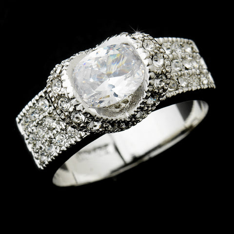 Silver Cubic Zirconia Bridal Wedding Ring RING 2821