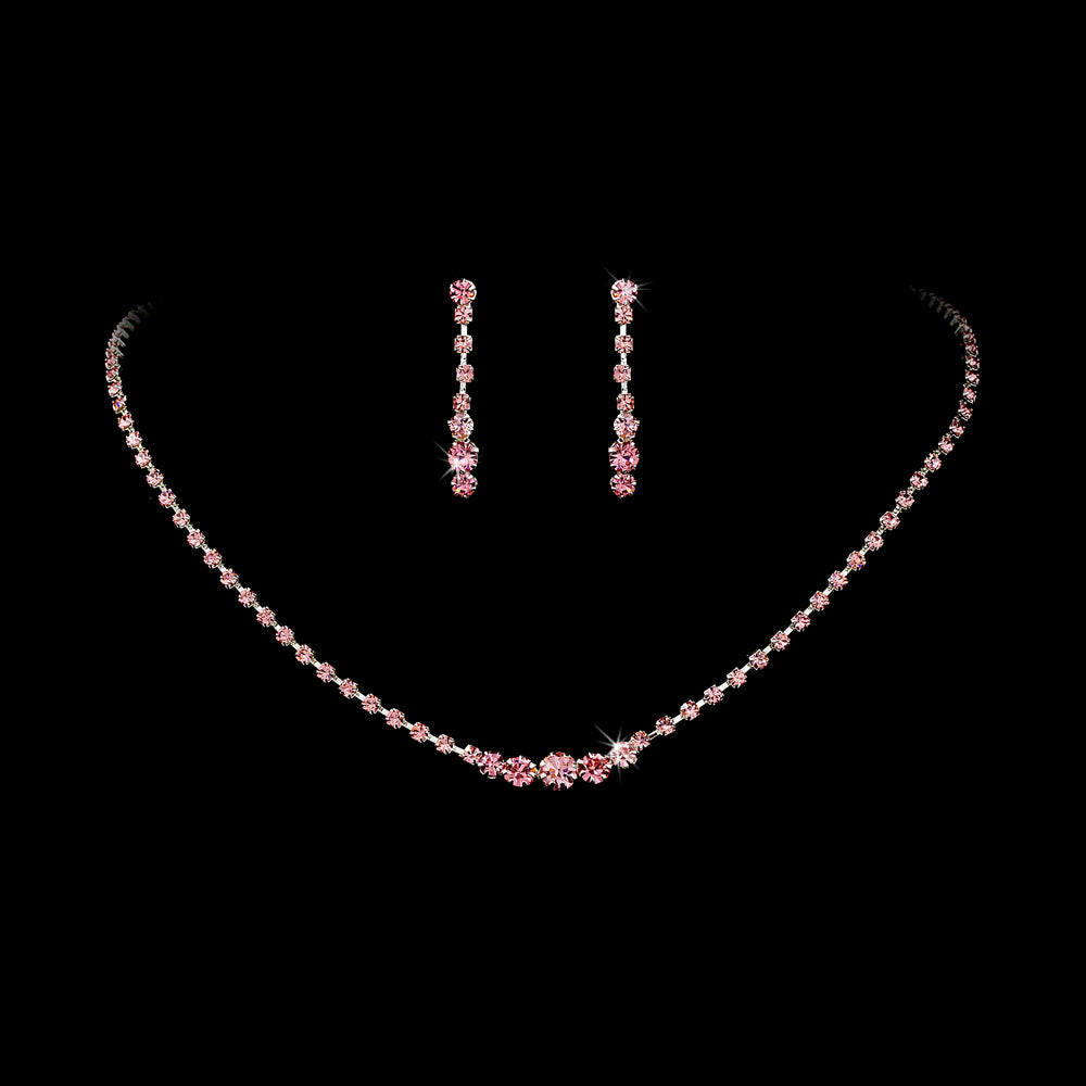 * Color Accented Crystal Bridal Wedding Jewelry Set NE 337