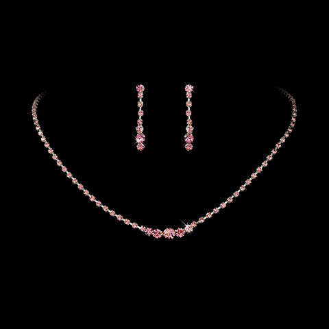 * Color Accented Crystal Bridal Wedding Jewelry Set NE 337