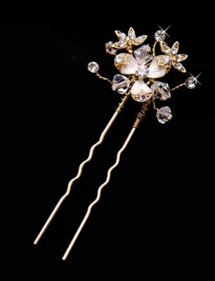 * Crystal Floral Bridal Wedding Hair Pin 058