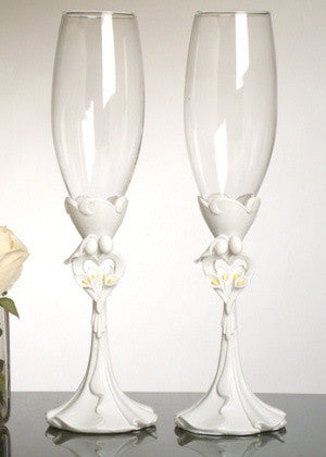 Bride & Groom Wedding Toasting Champagne Flutes FL 420