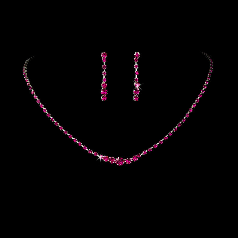 * Color Accented Crystal Bridal Wedding Jewelry Set NE 337