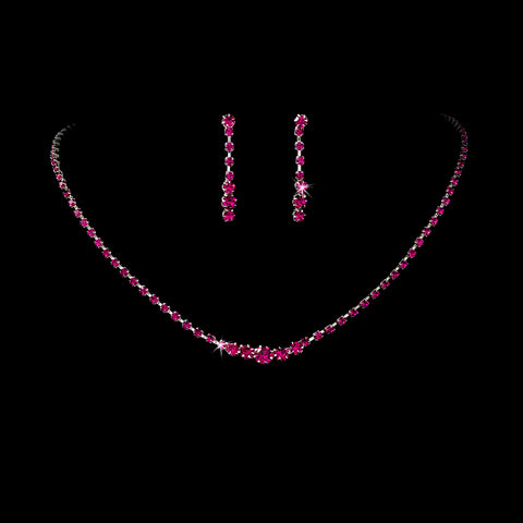 * Color Accented Crystal Bridal Wedding Jewelry Set NE 337