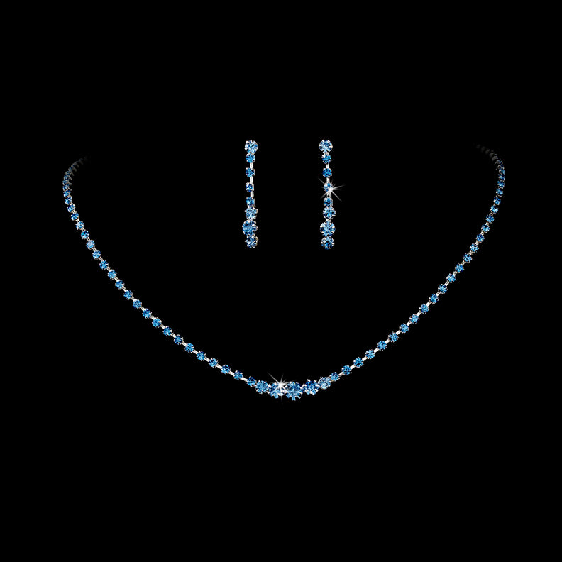 * Color Accented Crystal Bridal Wedding Jewelry Set NE 337