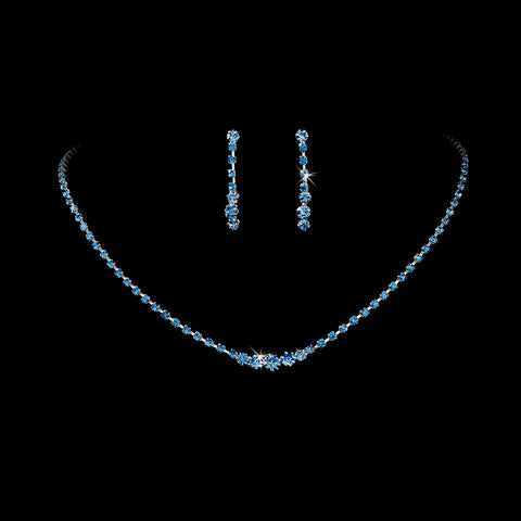 * Color Accented Crystal Bridal Wedding Jewelry Set NE 337