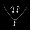 Children's Silver Pearl & Crystal Heart Bridal Wedding Jewelry Set NE C 8377