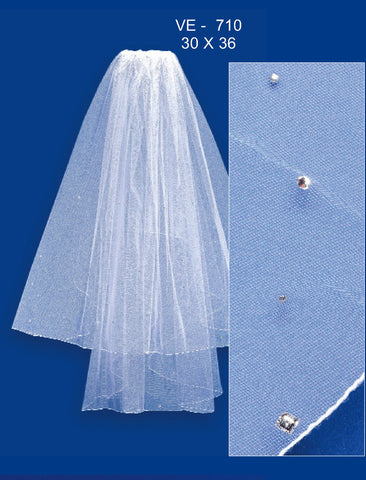 Bridal Wedding Veil 710 White - Scattered Crystals (30