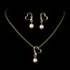 Children's Gold Pearl & Crystal Heart Bridal Wedding Jewelry Set NE C 8377